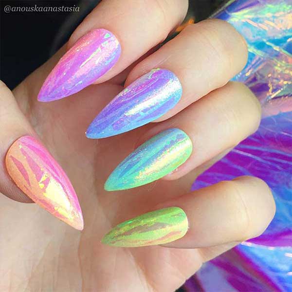 طراحی ناخن رنگین کمانی شیک برای یک استایل دخترانه Rainbow Nails طراحی ناخن رنگی جدی فرنچ ناخن رنگین کمان طرح ناخن رنگی پاستلی لاک ژل رنگین کمانی ناخن رنگارنگ دخترانه کاشت ناخن رنگی رنگی کاشت ناخن رنگارنگ پاستیلی xvhpd khok vk'dk ;lhkd