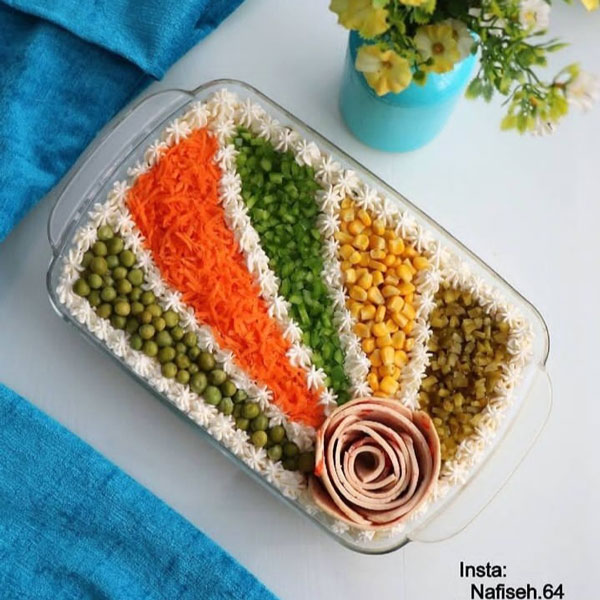 تزیین سالاد الویه مجلسی تزیین سالاد الویه جدیدترین تزیین سالاد الویه ساده و شیک آموزش تزیین سالاد الویه برای مهمانی عکس تزیین سالاد الویه زیباتزیین سالاد الویه با هویج و خیارشورتزیین سالاد الویه قالبی تزیین سالاد الویه لقمه ای تزیین سالاد الویه برای تولد jcddk shghn hg,di l[gsd
