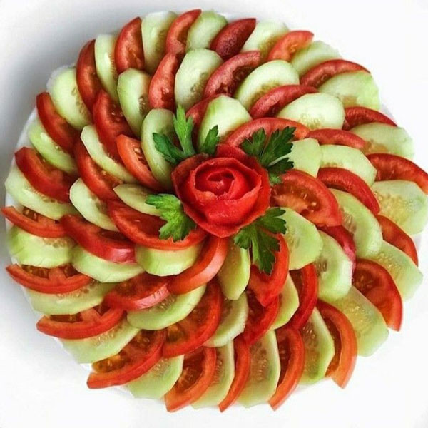 تزیین خیار و گوجه تزیین خیار و گوجه و پنیر برای صبحانه تزیین پنیر و خیار و گوجه برای مدرسه تزیین خیار و گوجه برای سالاد کاهو تزیین خیار و گوجه به شکل گل تزیین خیار و گوجه برای صبحانه کودک