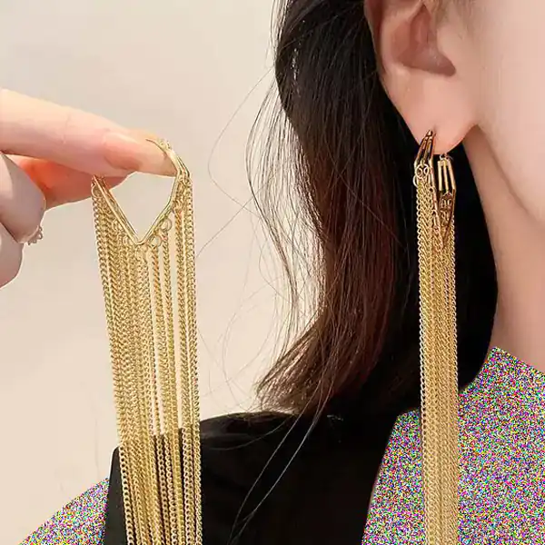 مدل گوشواره آویز بلند طلا