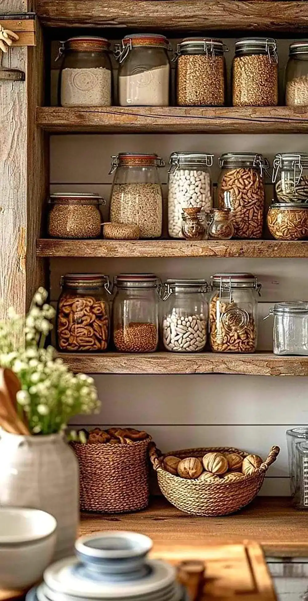 چیدمان ادویه و حبوبات در کابینت