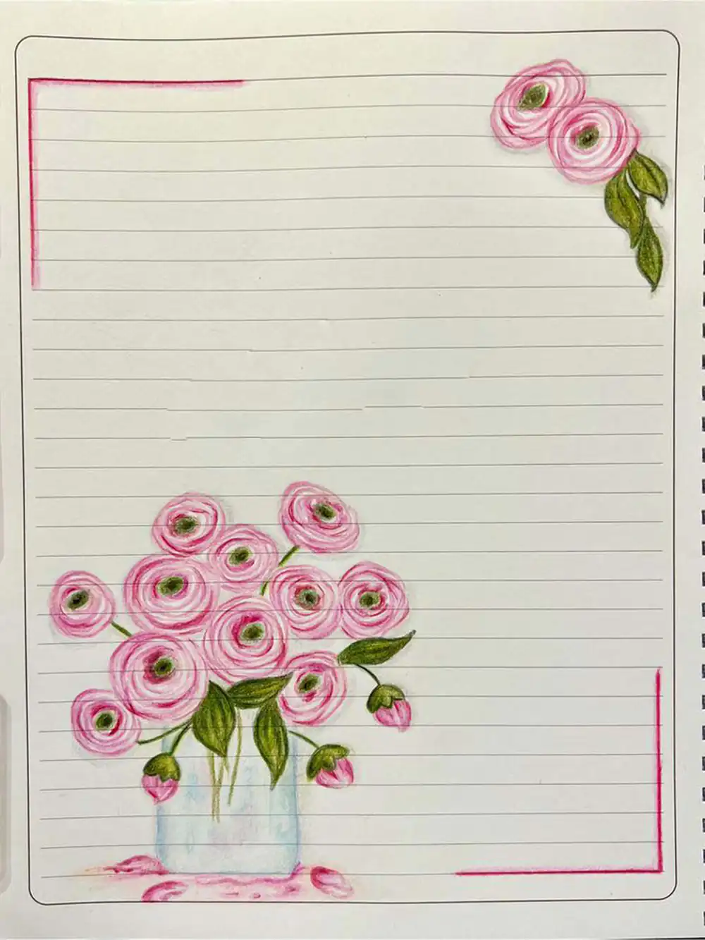 نقاشی گل برای حاشیه دفتر مشق