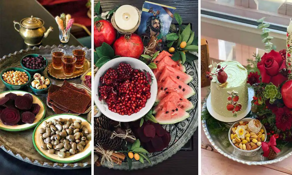 تزیین میوه شب یلدا در سینی