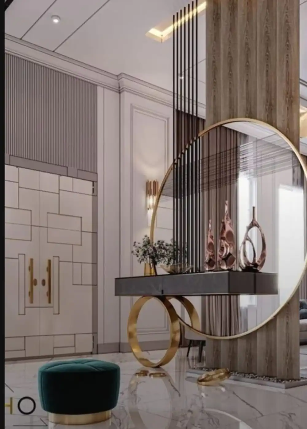 مدل آینه کنسول چوبی مدرن