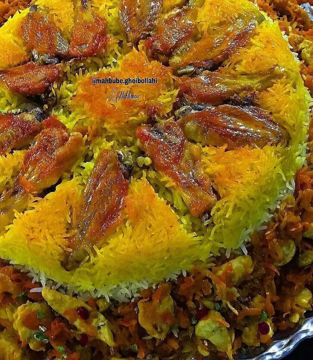 تزیین مرغ و برنج
