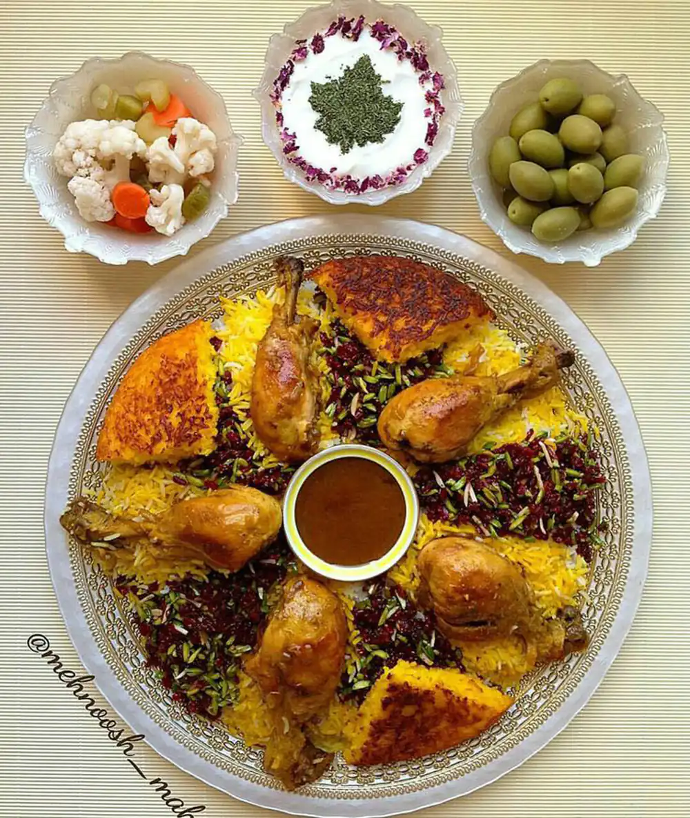 تزیین مرغ و برنج