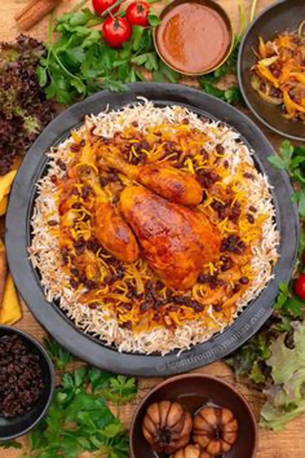 تزیین مرغ و برنج