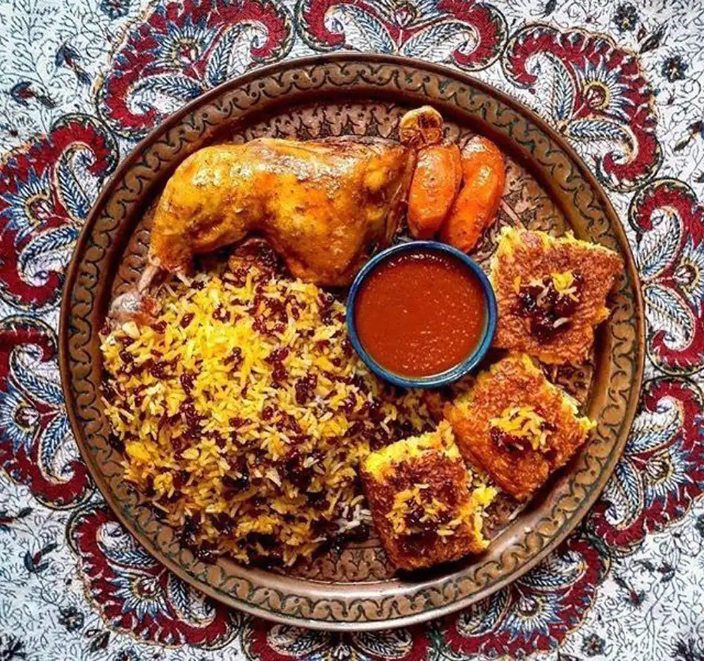 تزیین مرغ و برنج