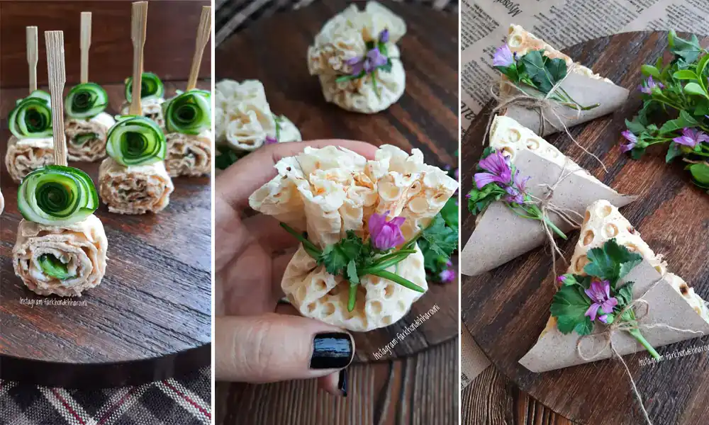 تزیین نان و پنیر و سبزی برای نذری