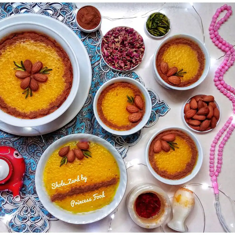 تزیین شله زرد با دارچین بدون شابلون