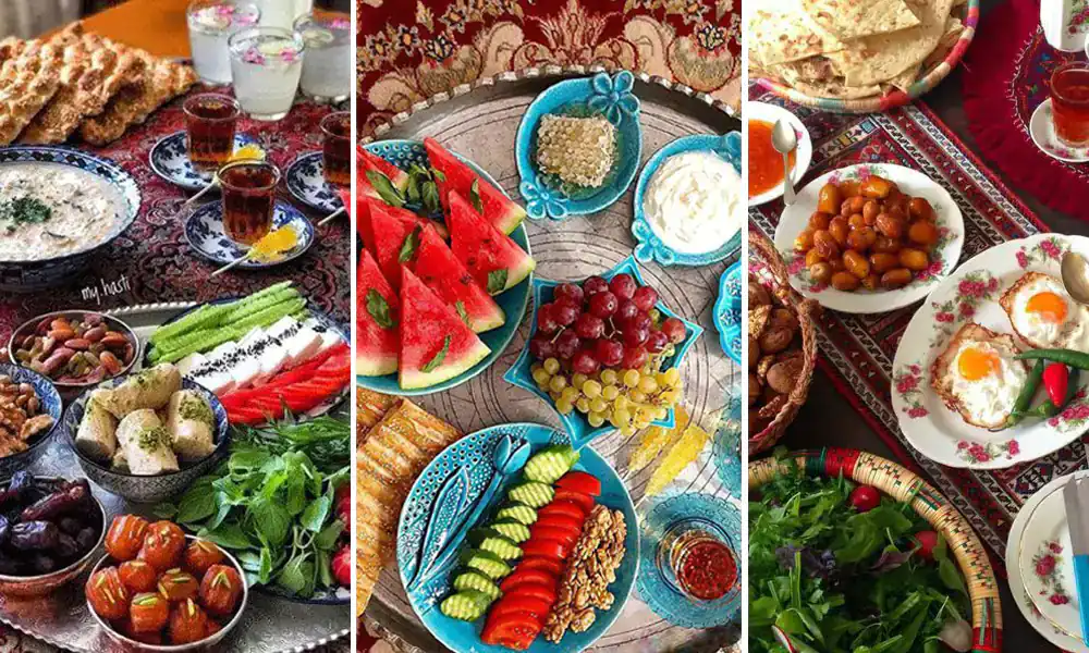 تزیین سفره افطاری ساده دو نفره