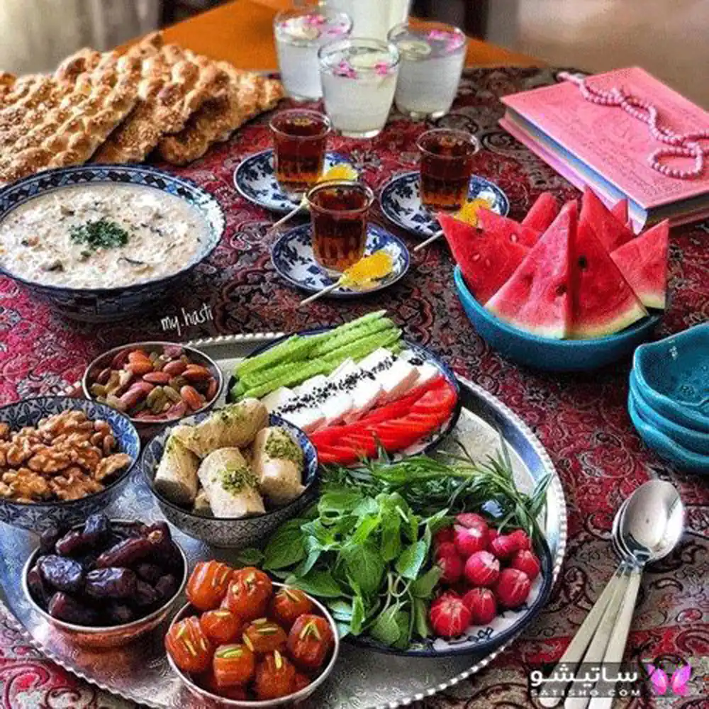 تزیین سفره افطاری ساده دو نفره