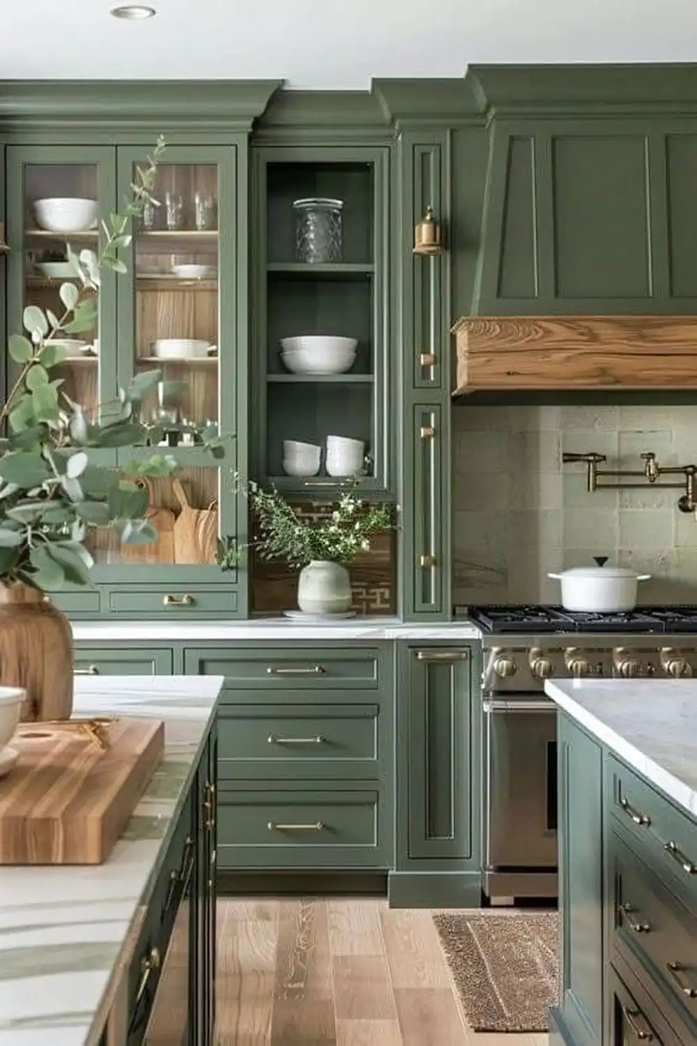 مدل کابینت سبز و چوب