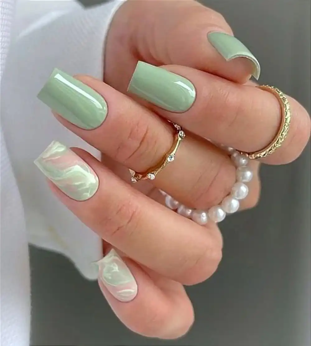 طراحی ناخن سبز ماچا