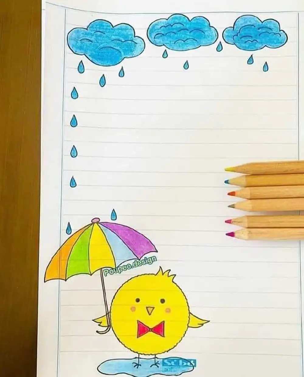 نقاشی ساده روی دفتر