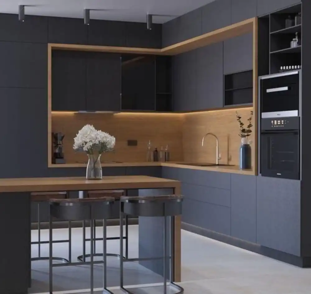 مدل کابینت طوسی و چوب