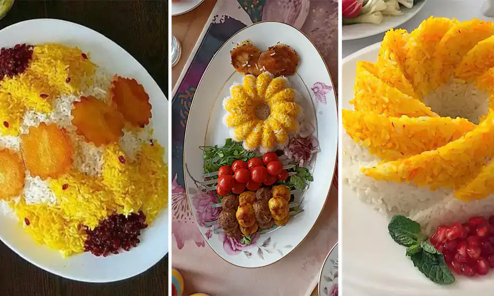 ایده تزیین برنج با زعفران