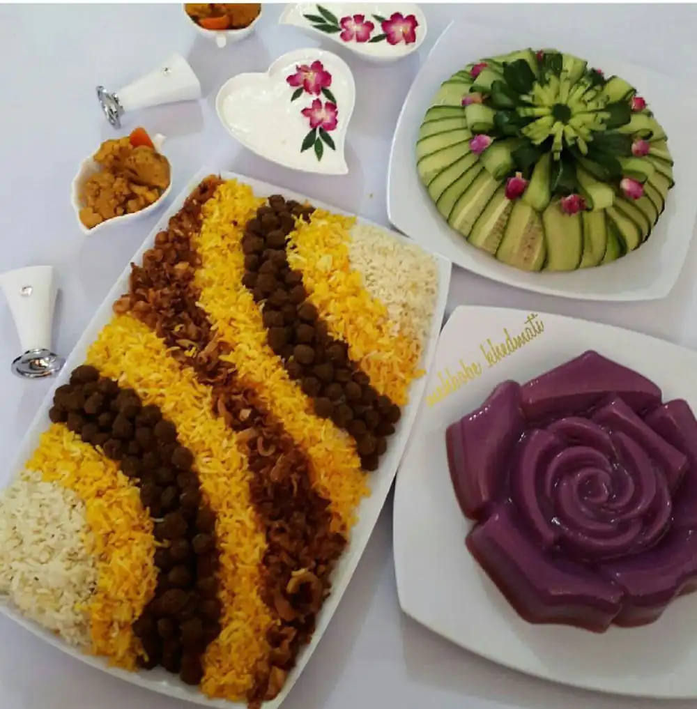 ایده تزیین برنج با زعفران