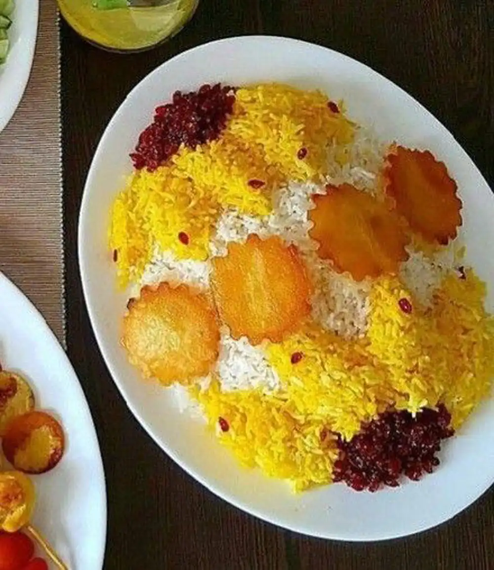 ایده تزیین برنج با زعفران
