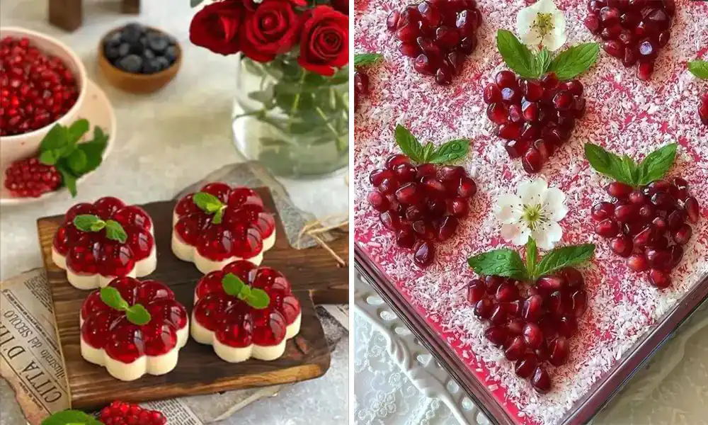 تزیین دسر با انار