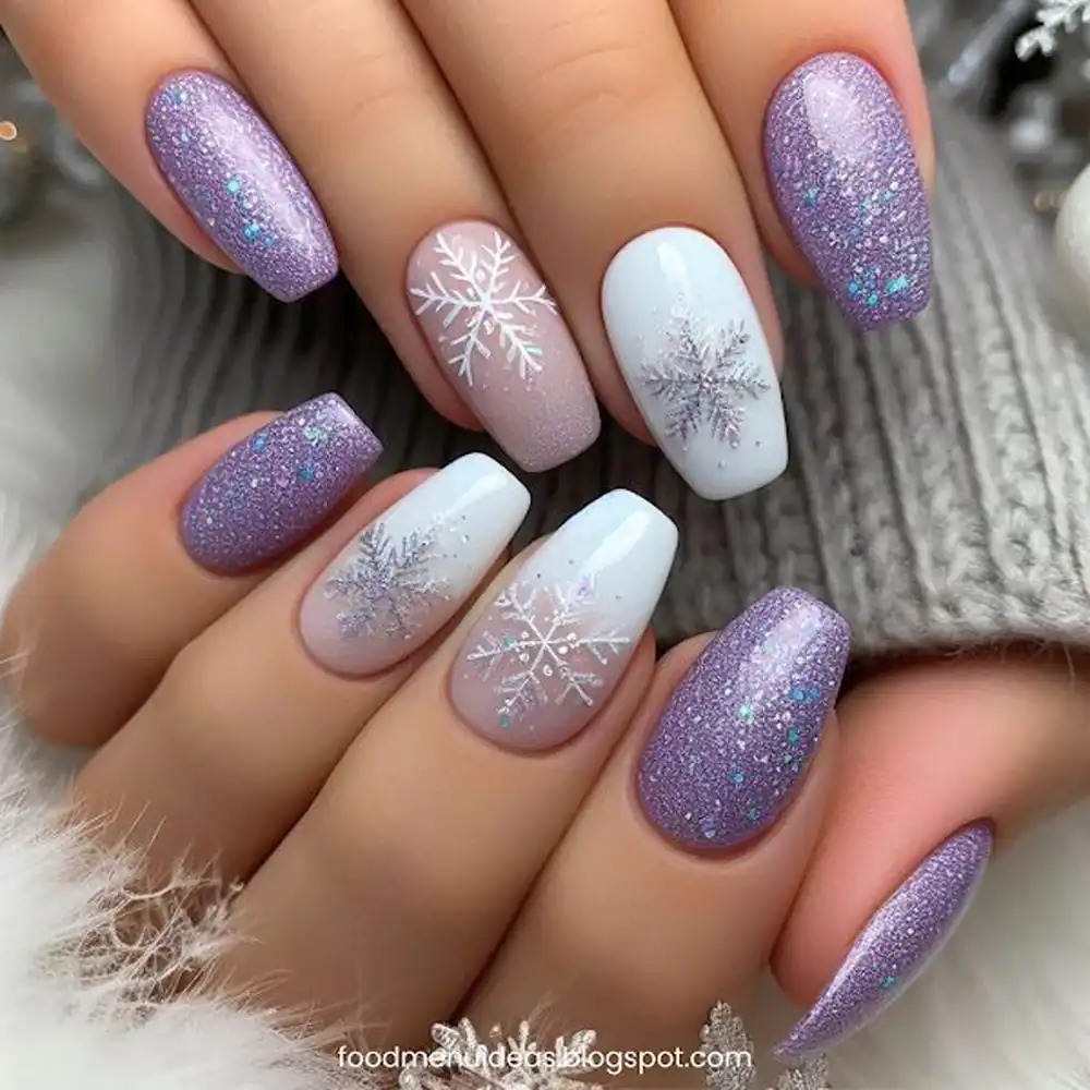 طراحی دونه برف روی ناخن