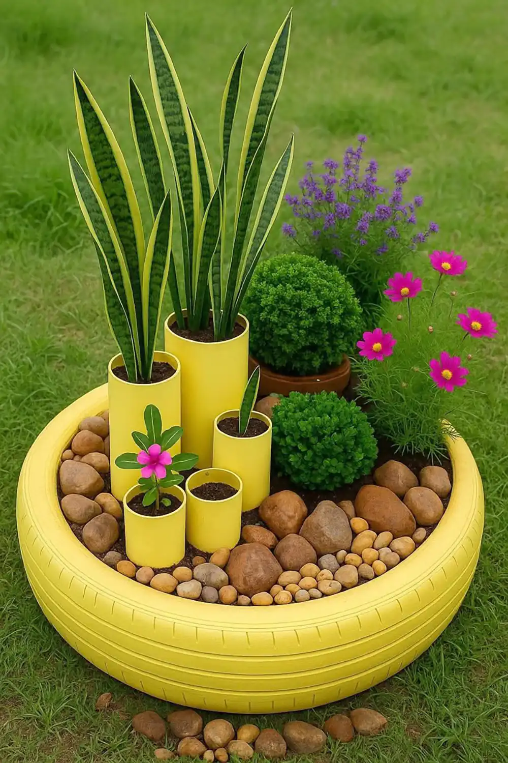 طراحی باغچه با لاستیک ماشین