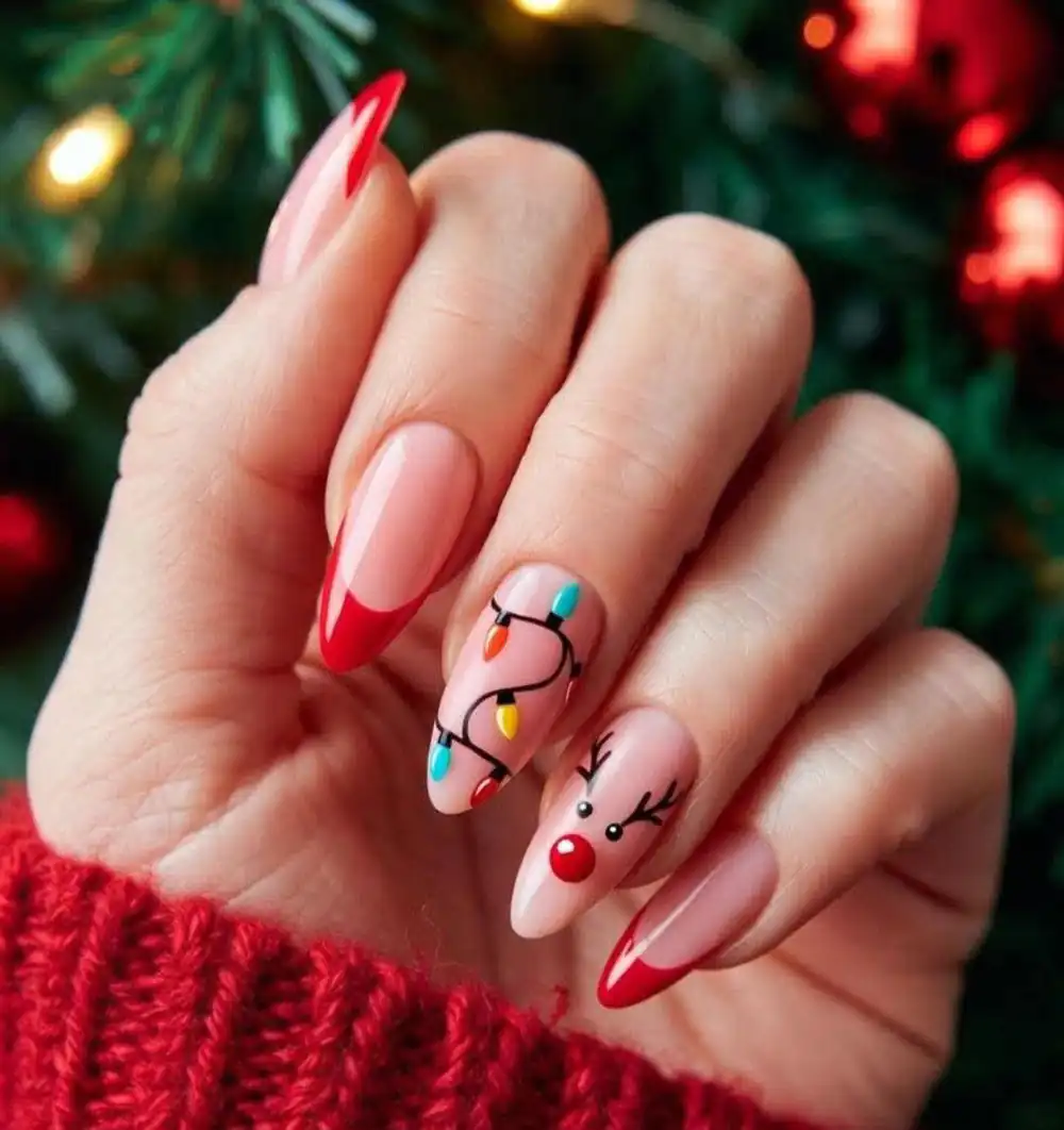 طراحی ناخن کریسمس گوزن