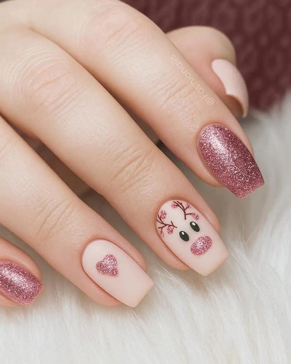 طراحی ناخن کریسمس گوزن