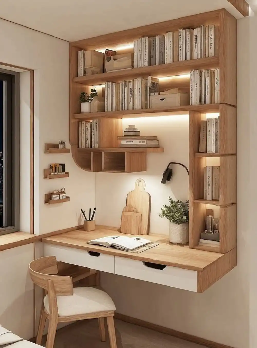 ایده میز تحریر و کتابخانه