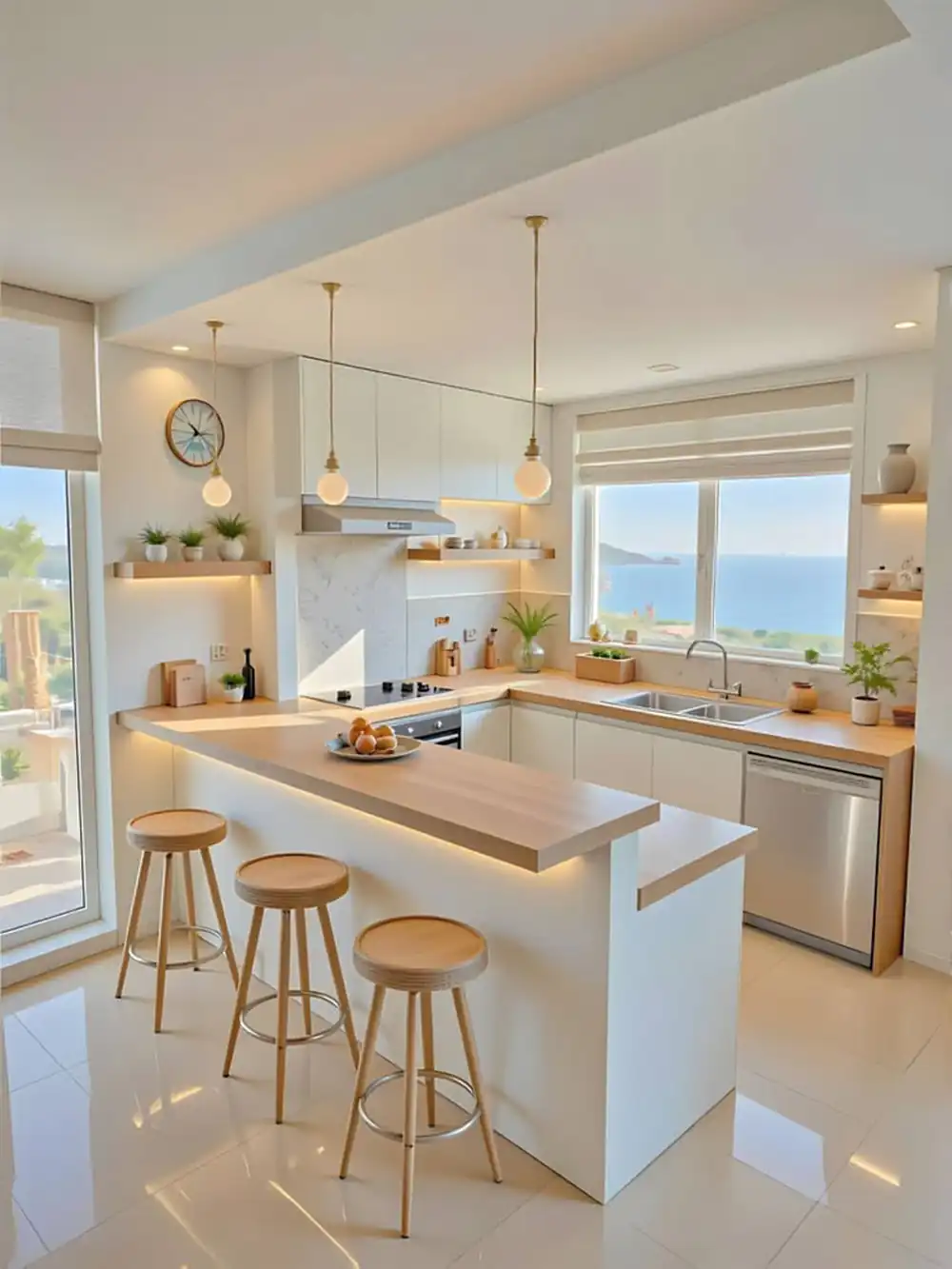 مدل کابینت آشپزخانه پنجره دار