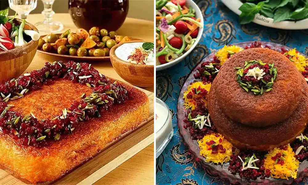 تزیین ته چین مرغ