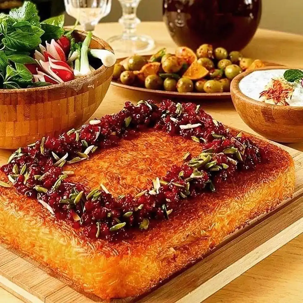 تزیین ته چین مرغ