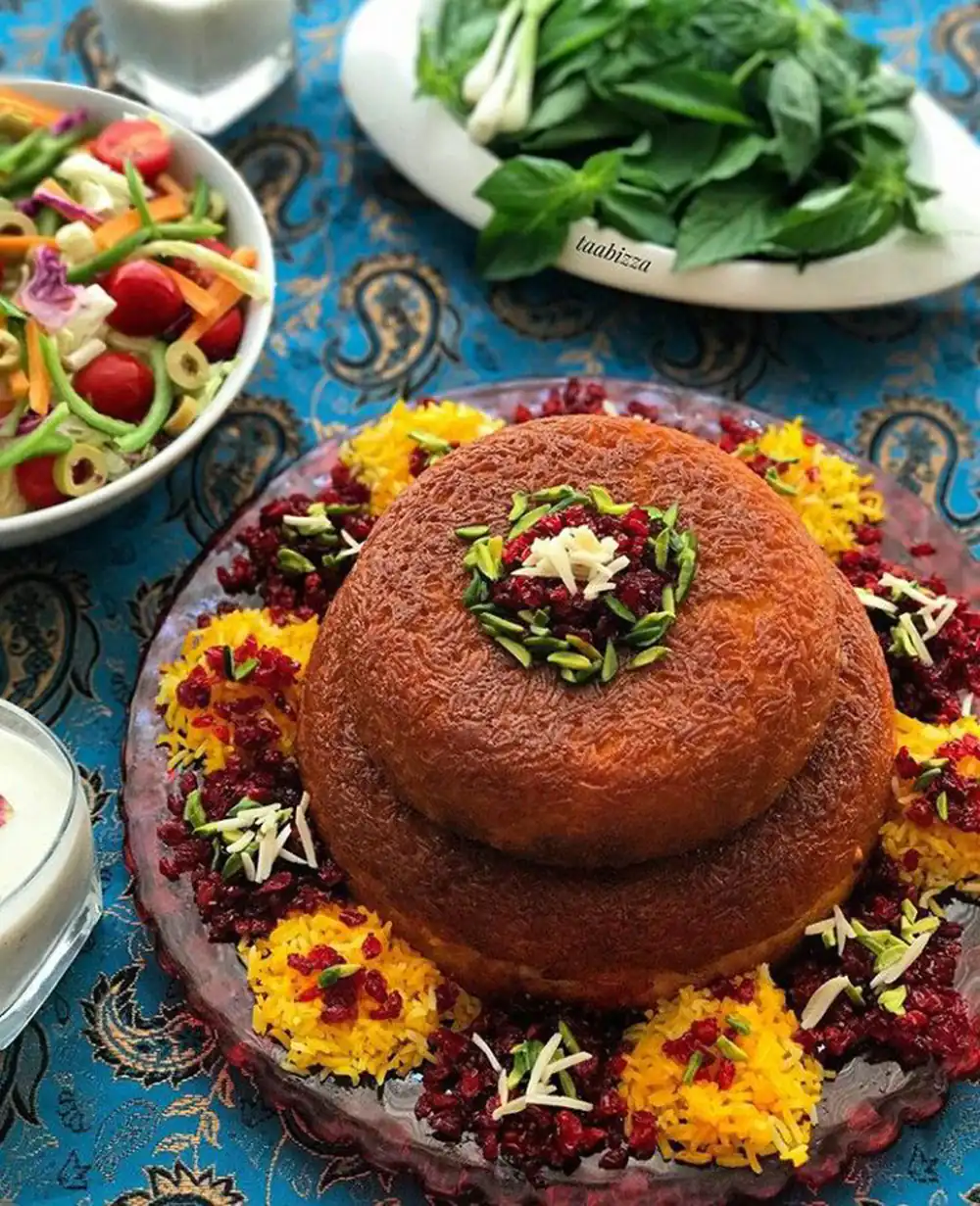 تزیین ته چین مرغ
