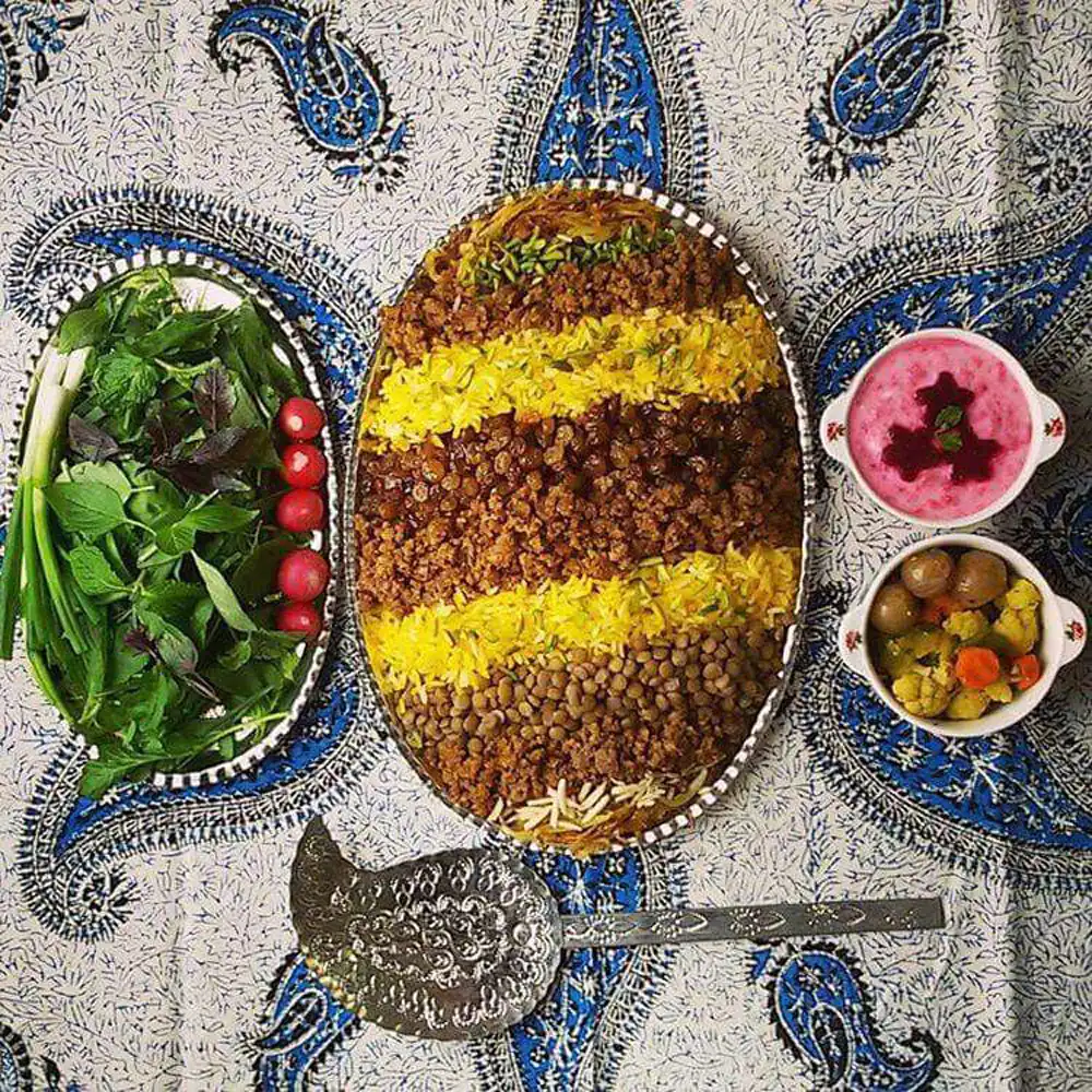 تزیین عدس پلو مجلسی