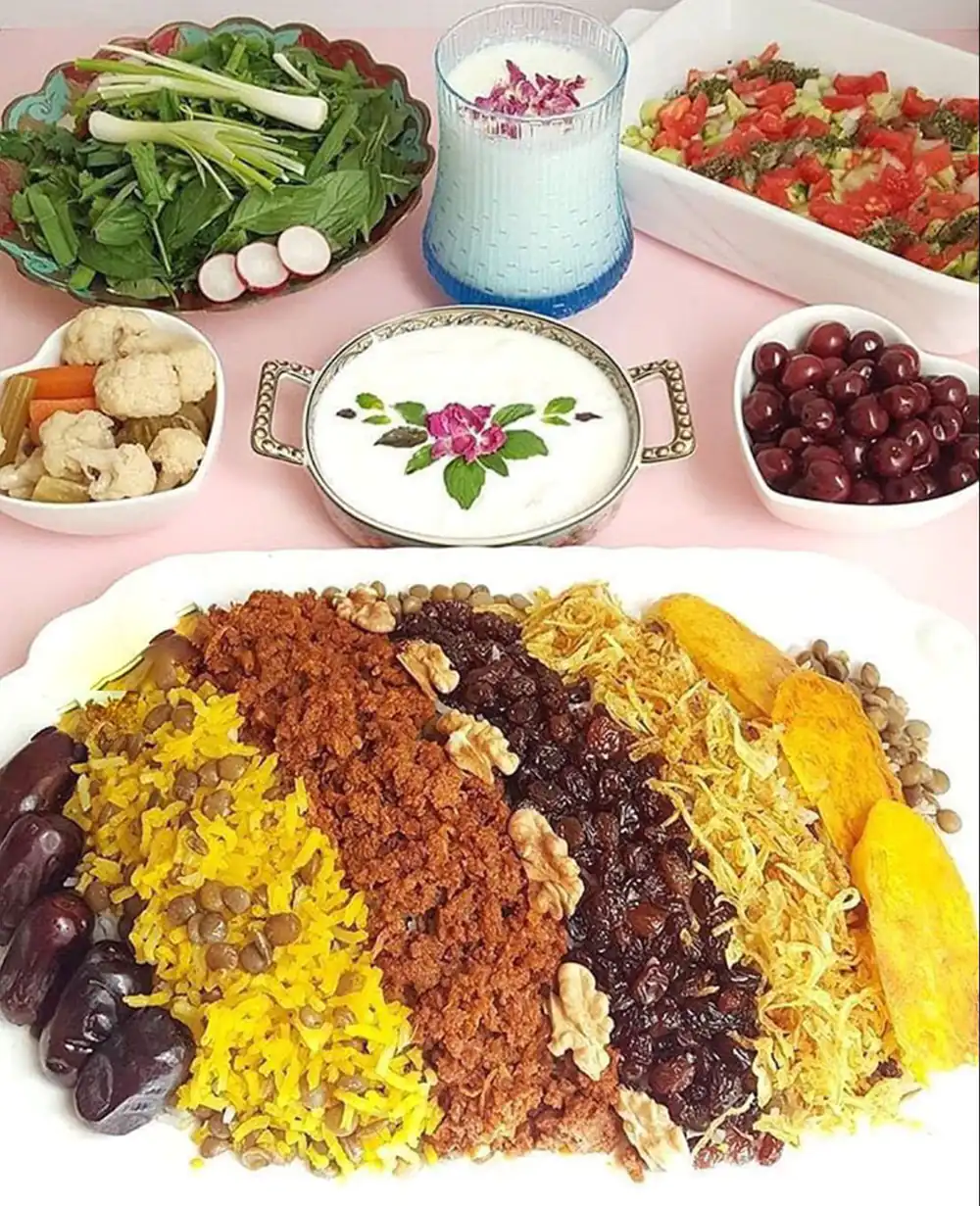 تزیین عدس پلو مجلسی