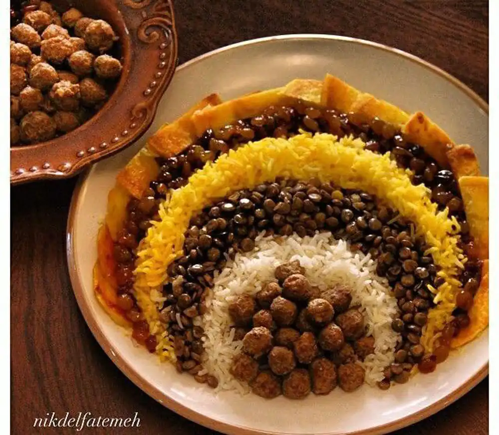 تزیین عدس پلو مجلسی