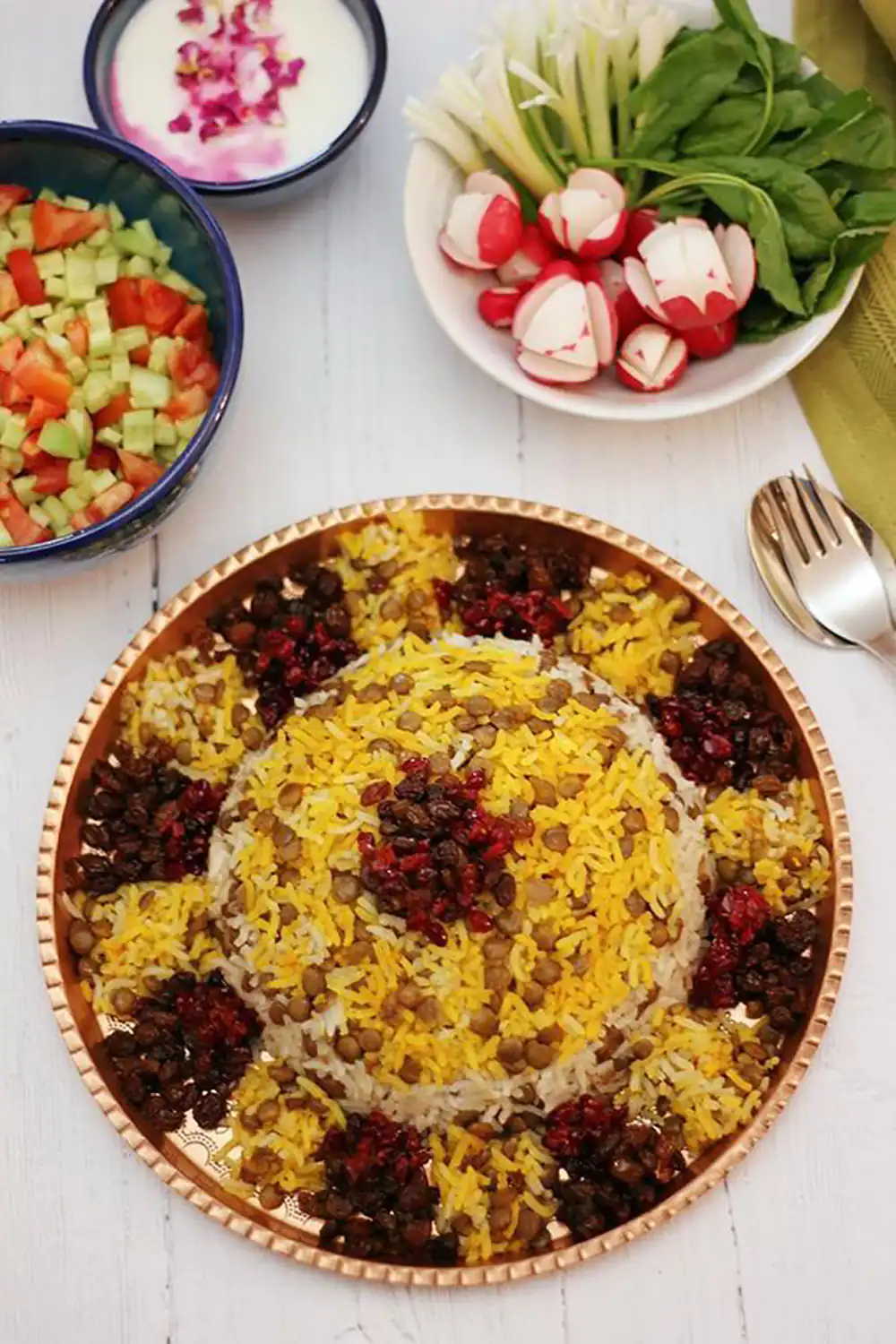 تزیین عدس پلو مجلسی