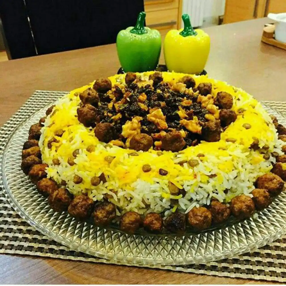 تزیین عدس پلو مجلسی