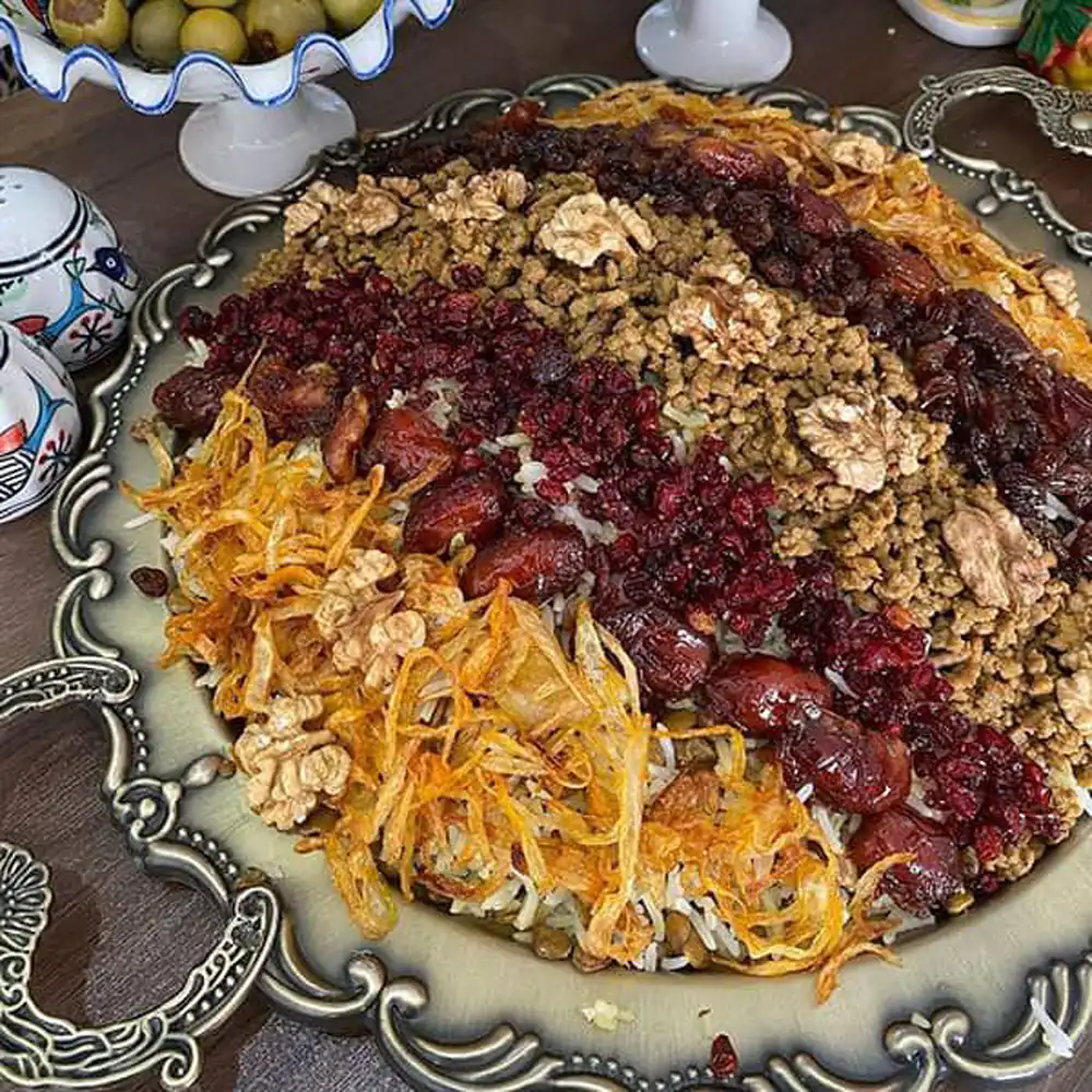 تزیین عدس پلو مجلسی