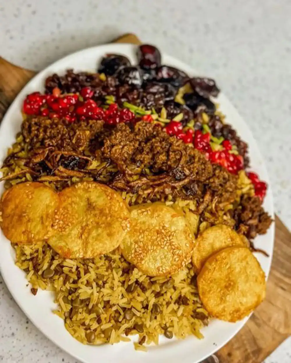 تزیین عدس پلو مجلسی