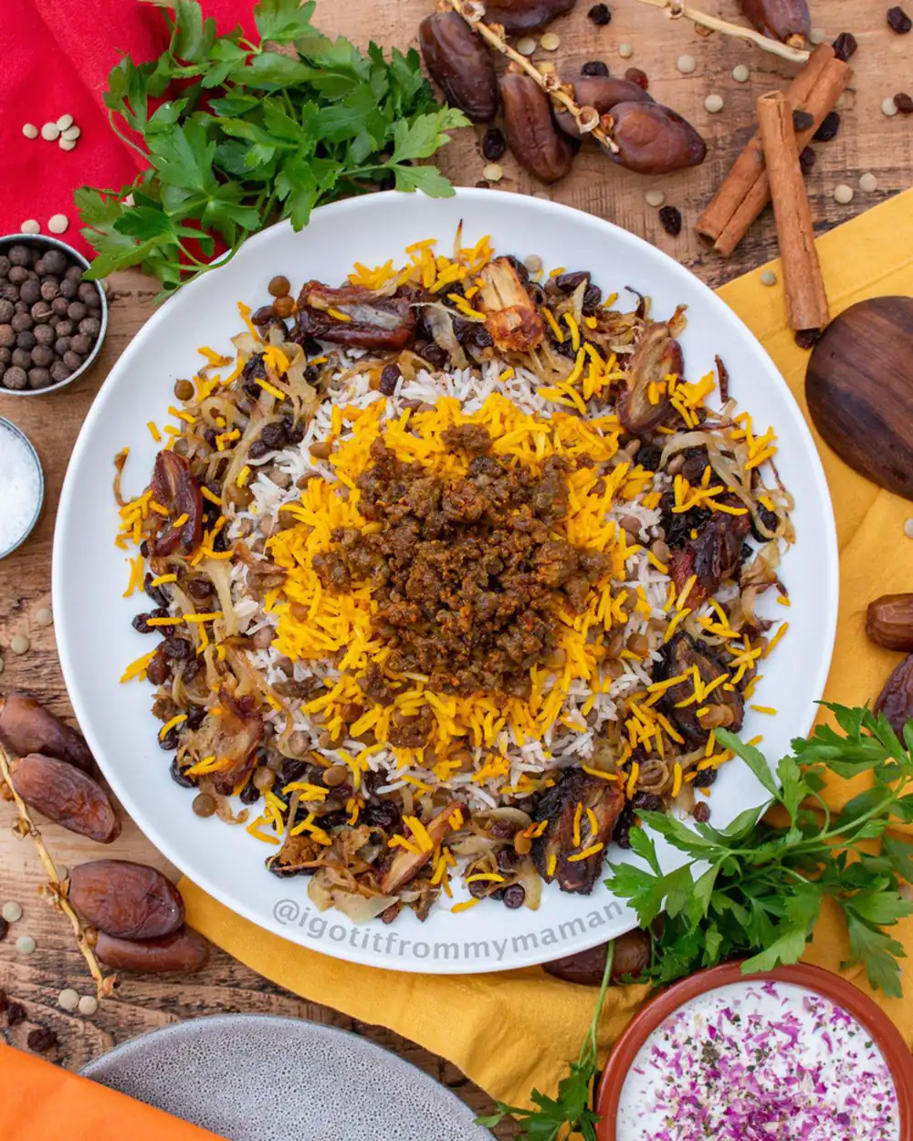 تزیین عدس پلو مجلسی