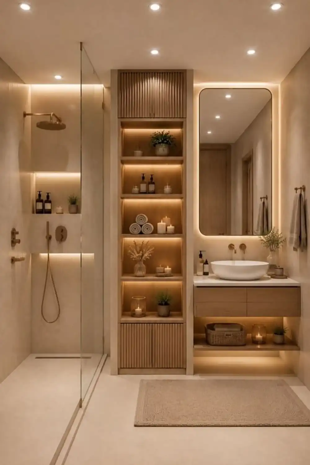دیزاین حمام با قفسه