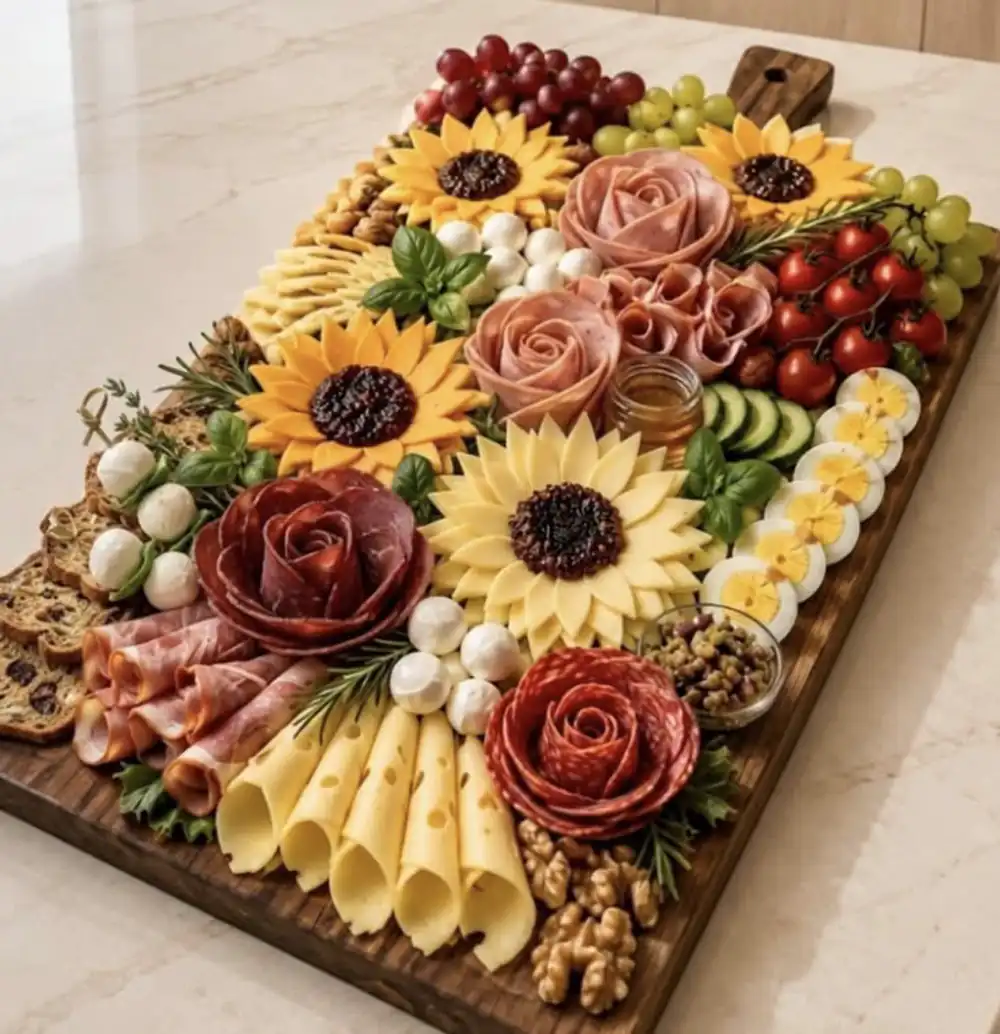 تزیین غذا به شکل گل